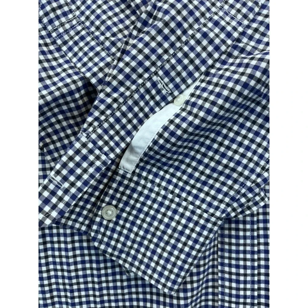 J.Crew Mens Blue & White‎ Gingham Long Sleeve Cotton Shirt Size L Blue White